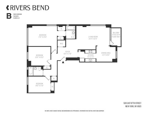 Floor plan for 3 beds, 2 baths, 1644 sqft